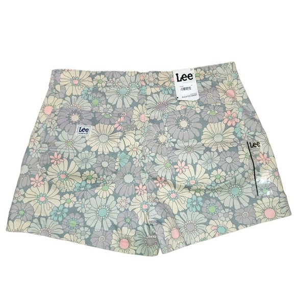 Lee Floral Shorts Chetopa Twill Workwear High Rise Pleated Womans M (32) Jj3406 - Picture 2 of 9